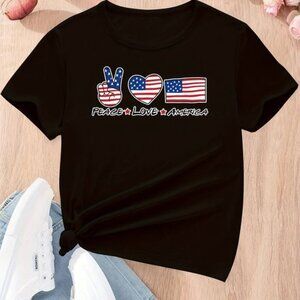 Flag Print Crew Neck T-shirt